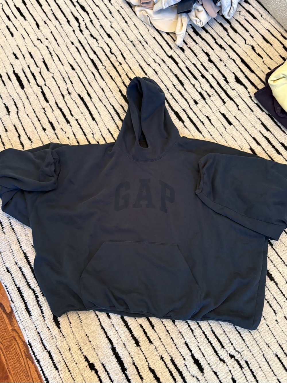 GAP Kids Dark Navy Pullover Hoodie with Tonal Logo